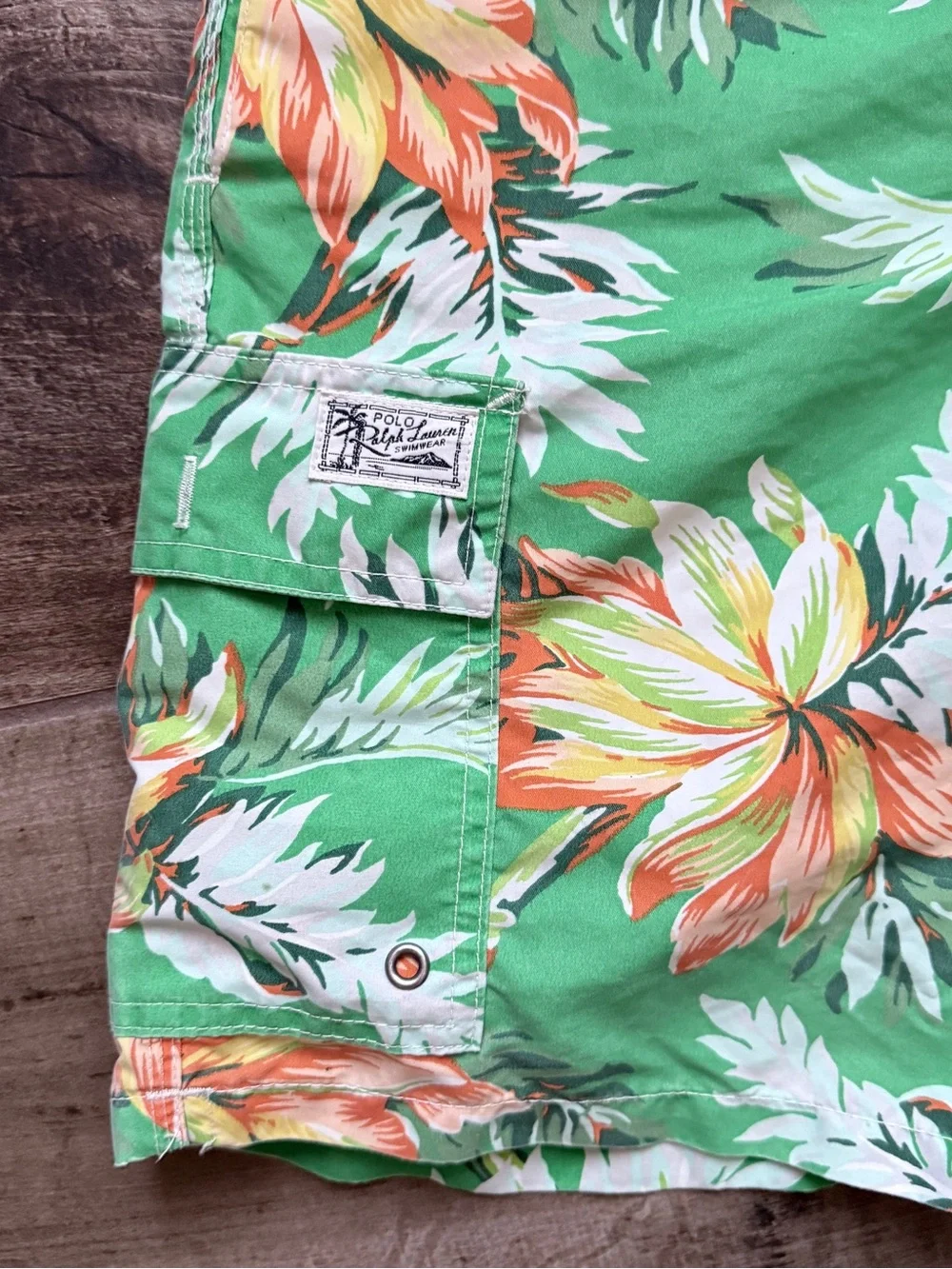 Polo by Ralph Lauren Green Topical Floral 9” Swim‎ Shorts,M